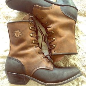 Vintage leather southwestern roper boots sz 8